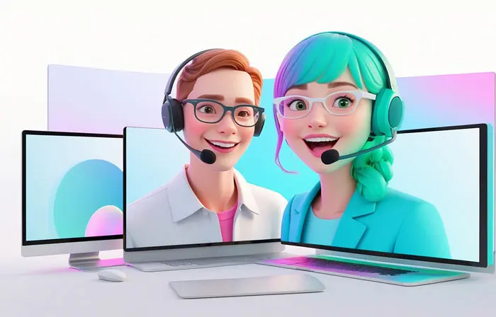 Call Center Concept Expressive 3D Character Illustration
